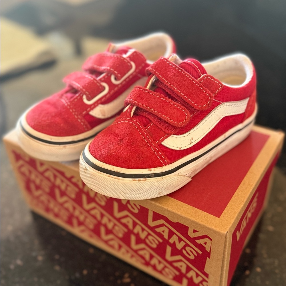 Red Old school VANS Toddler 6.5 - Picture 2 of 4